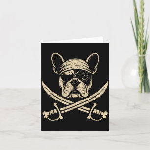 Carte Amateur de chien Crâne de pirate vintage Bouledogu