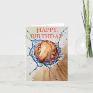 Carte Amateurs de baseball Aquarelle Splash Anniversaire