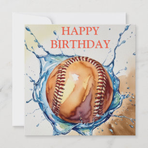 Carte Amateurs de baseball Aquarelle Splash Anniversaire