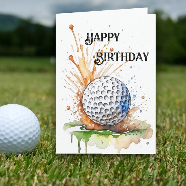 Carte Amateurs de golf Aquarelle Art Anniversaire (Créateur téléchargé)