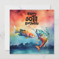 Amateurs de pêche 50e anniversaire Poisson aquarel