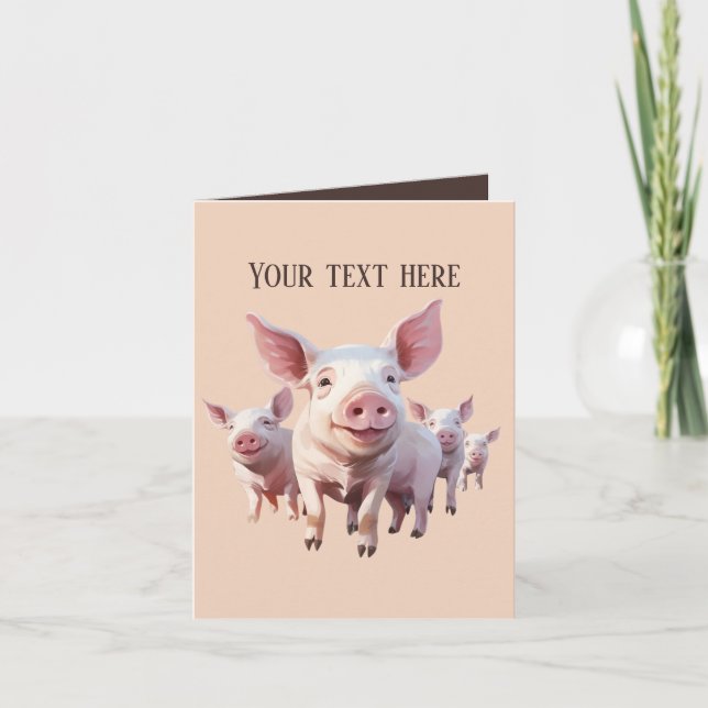 Carte Amateurs de porc mignon ajouter un message (Devant)