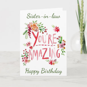 Carte AMAZING SISTER-IN-LAW ON YOUR BIRTHDAY Card