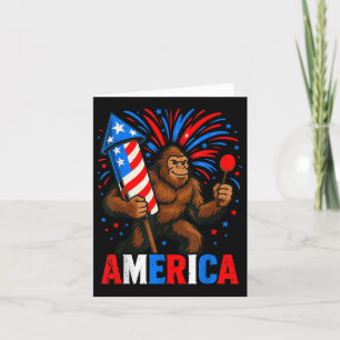 Carte America Bigfoot Usa Firework Patriotic Sasquatatch