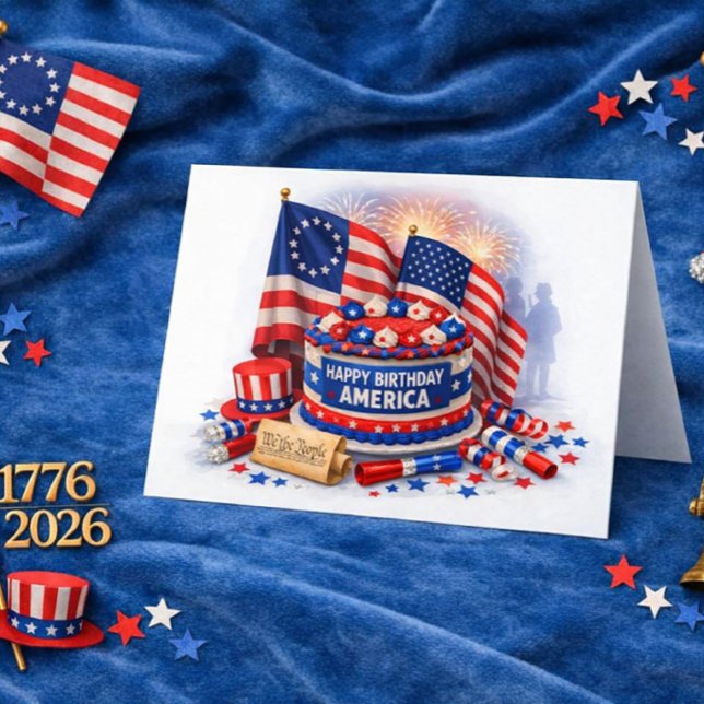 Carte America’s 250 Years of Freedom Patriotic Birthday  (Créateur téléchargé)