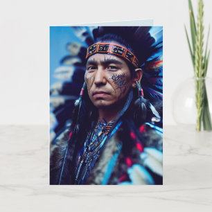 CARTE AMÉRICAIN INDIAN CHIEF PHOTO ANNIVERSAIRE GRANDES 