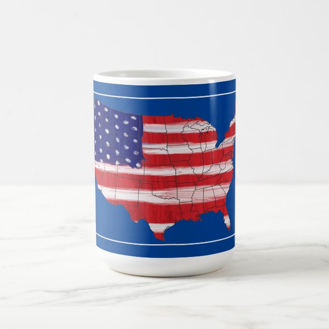 Carte Américaine Et Drapeau Café Mug (Centre)