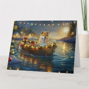 Carte American Akita Christmas Festive Voyage