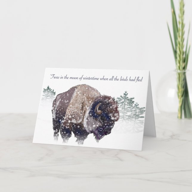 Carte American Bison Art Christmas Card (Devant)
