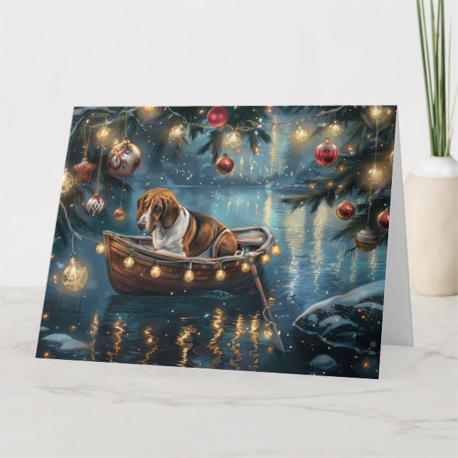 Carte American English Foxhound Christmas Festive Voyage (Devant)