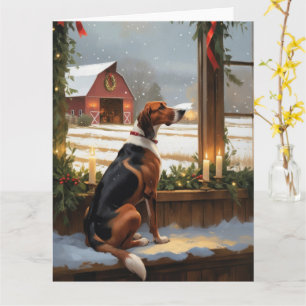 Carte American English Foxhound Christmas Lights