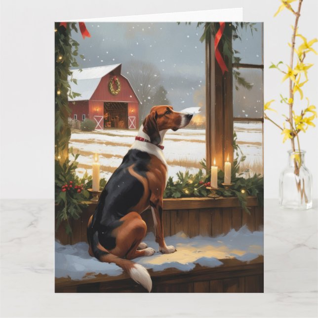 Carte American English Foxhound Christmas Lights (Fleur jaune)