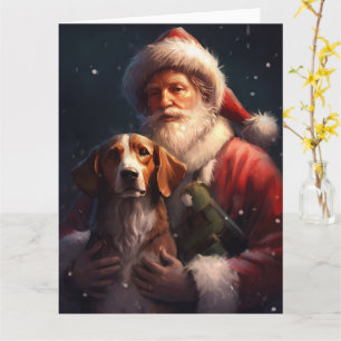 Carte American English Foxhound Santa Claus Noël