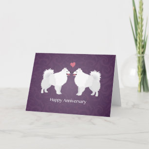 Carte American Eskimo Chien Happy Anniversaire Design