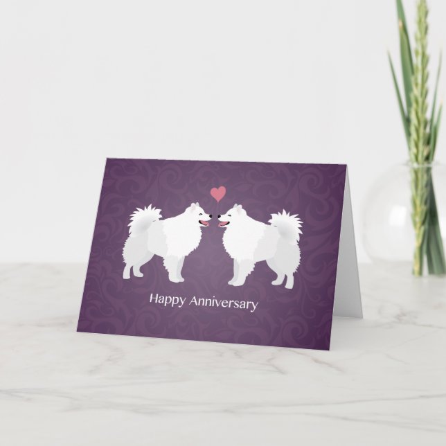 Carte American Eskimo Chien Happy Anniversaire Design (Devant)