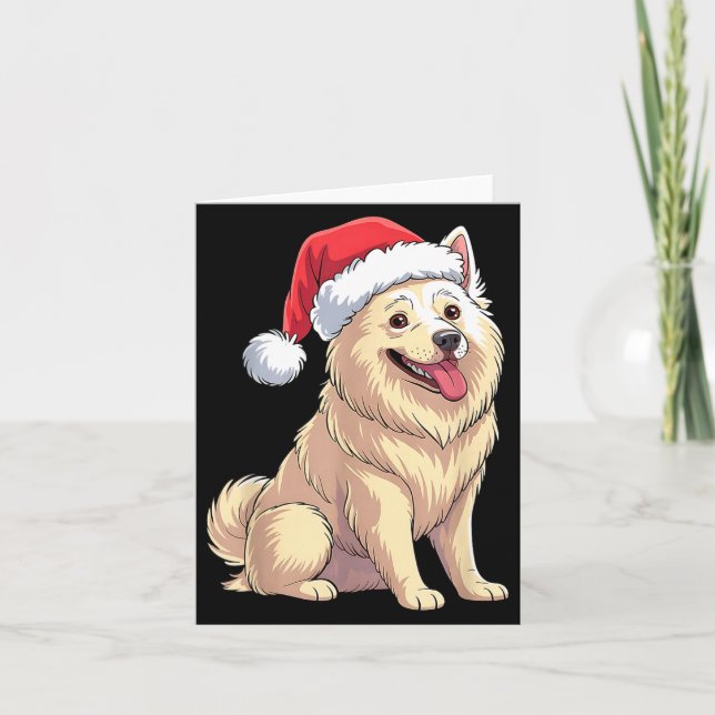 Carte American Eskimo Dog Christmas Santa Hat Pet Dog Lo (Devant)