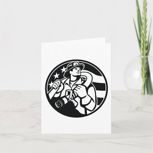 Carte American Firefighter Hero Gras Noir Et Blanc (Créateur téléchargé)