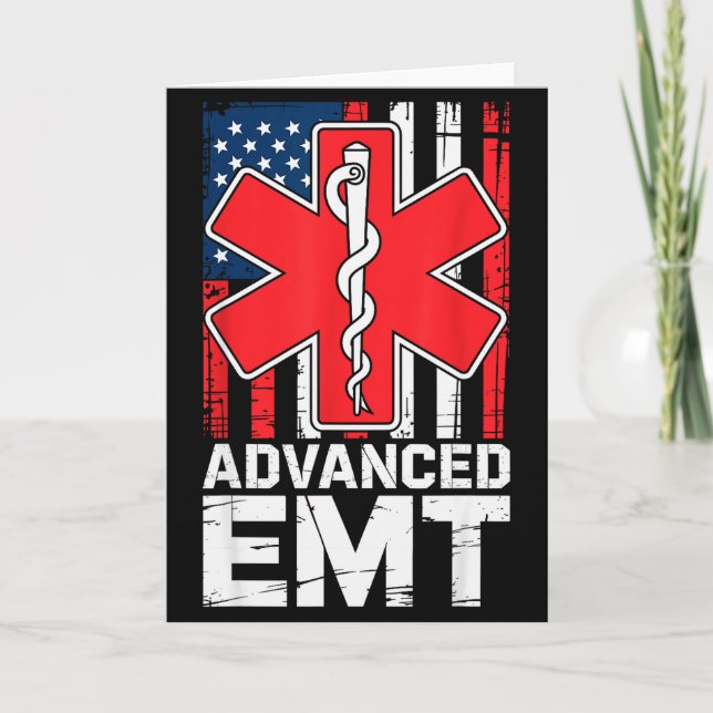 Carte American Flag Advanced Emt Aemt Medical Technician (Devant)