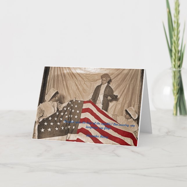 Carte American Flag Circa 1890, photo et citation (Devant)