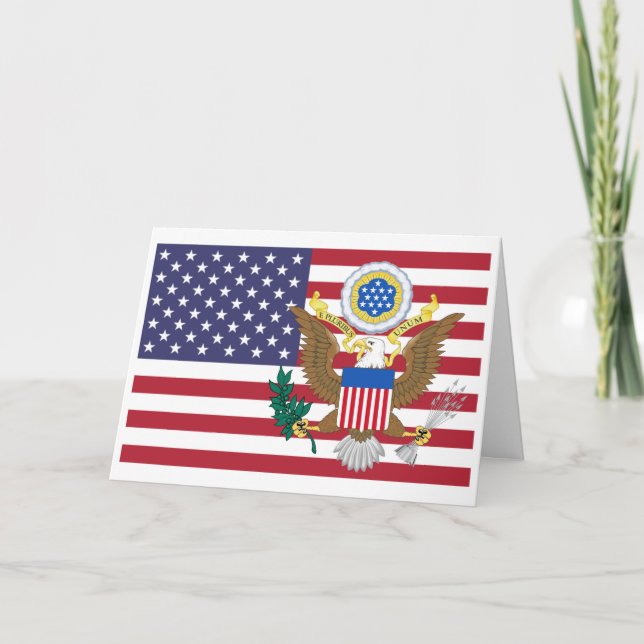 Carte American Flag & Coat of Arms, United States (Devant)
