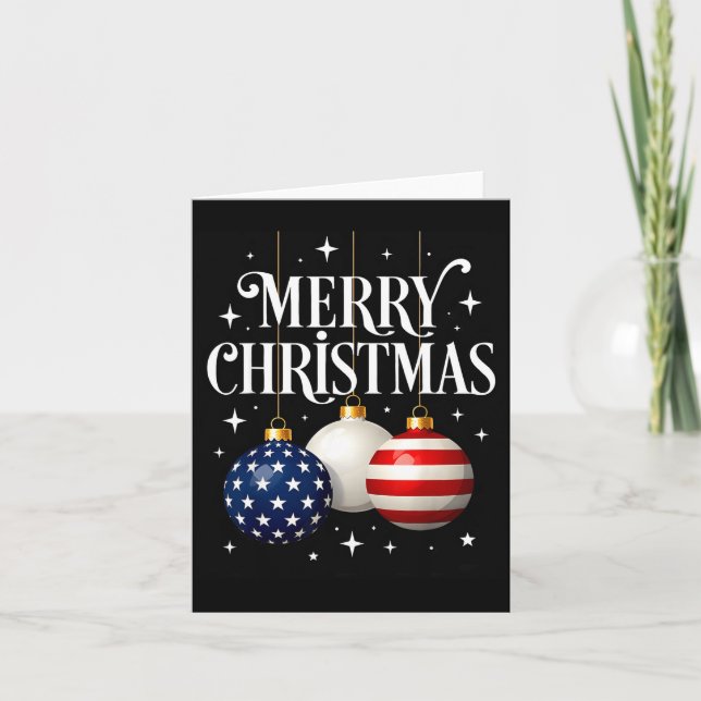 Carte American Flag Merry Christmas Tree Baubles Us Patr (Devant)
