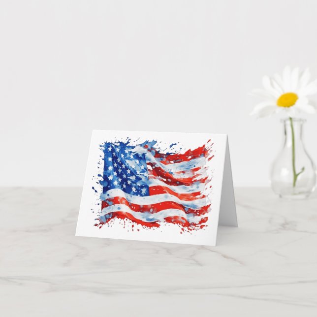 Carte American Flag USA Watercolor 4 juillet (Petite plante)