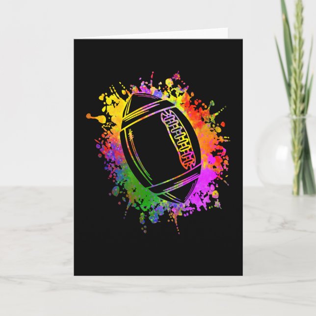 Carte American Football Rugby Watercolor Splashes (Devant)