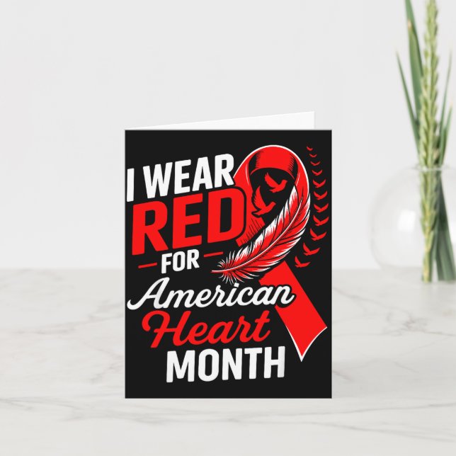 Carte American Heart Disease Awareness Month Ribbon Red  (Devant)