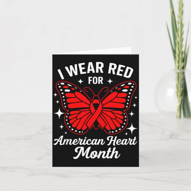 Carte American Heart Disease Awareness Month Ribbon Red  (Devant)