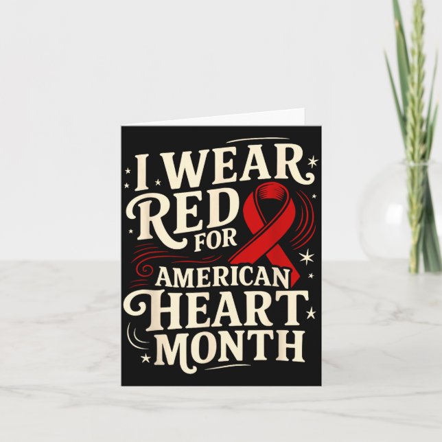 Carte American Heart Disease Awareness Month Ribbon Red  (Devant)