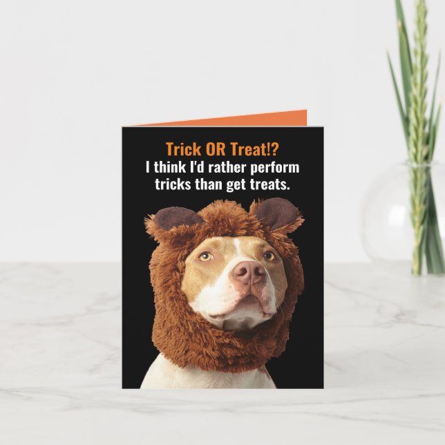 Carte American Pitbull Trick ou Treat Halloween Humour C (Devant)