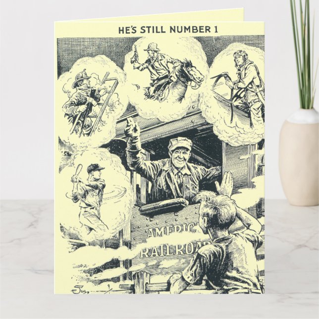 Carte American Railroad Train Engineer Big Birthday Card (Devant)