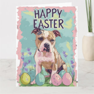 Carte American Staffordshire Joyeuses Pâques