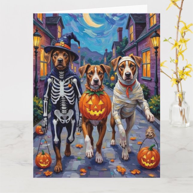 Carte American Staffordshire Terrier Chiens Halloween (Fleur jaune)