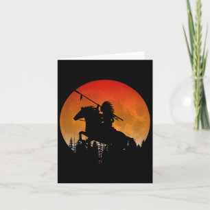 Carte Amérindiens À Cheval Silhouette D'Arbres A