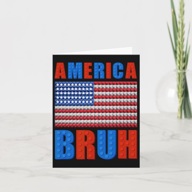 Carte Amérique Bruh Bâtiment de briques Drapeau 4 juille (Devant)