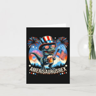 Carte Amerisaurusrex Drapeau américain mignon Dinosaur T