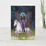 Carte Amethyst Fairy & Unicorn Card<br><div class="desc">Amethyst Fairy and Unicorn Greetings Card. A beautiful mythical and magical Wicca Pagan themed greetings card ideal for any special occasion. An original and unique design by N K Townsend for Magical Artz</div>