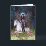 Carte Amethyst Fairy & Unicorn Card<br><div class="desc">Amethyst Fairy and Unicorn Greetings Card. A beautiful mythical and magical Wicca Pagan themed greetings card ideal for any special occasion. An original and unique design by N K Townsend for Magical Artz</div>