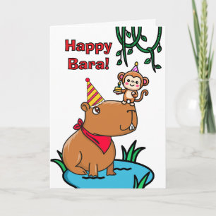 Carte Ami Anniversaire Capybara et singe
