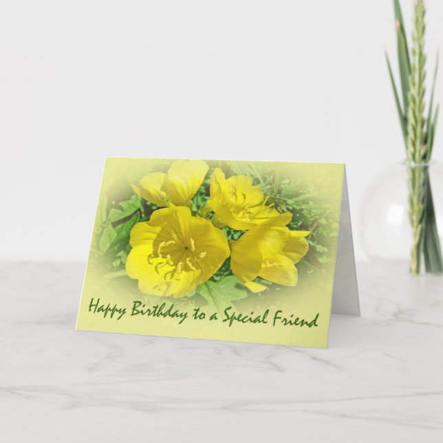 Carte Ami Anniversaire Primroses Jaunes - Sundrops (Devant)