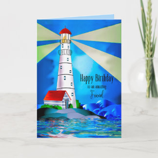 Carte Ami Birthday phare phare phare lumière pour la mer