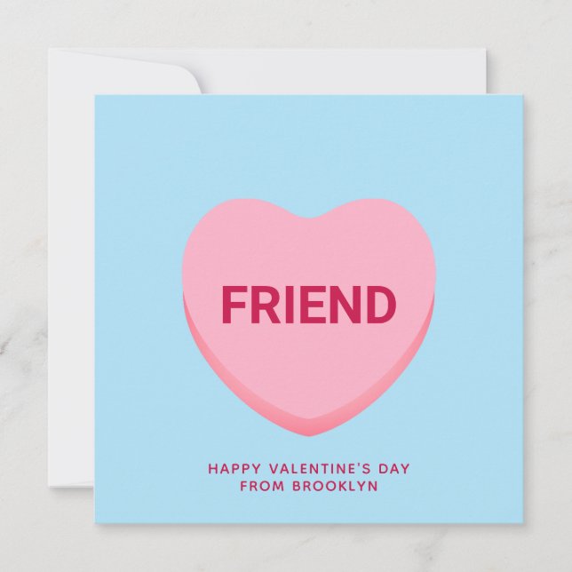 Carte Ami conversation bleue coeur Saint Valentin (Devant)