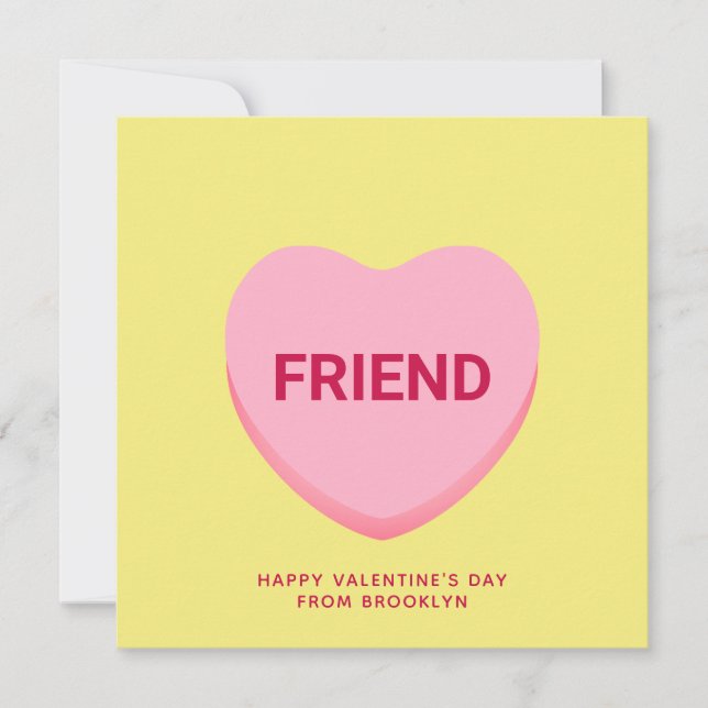 Carte Ami conversation jaune coeur Saint Valentin (Devant)