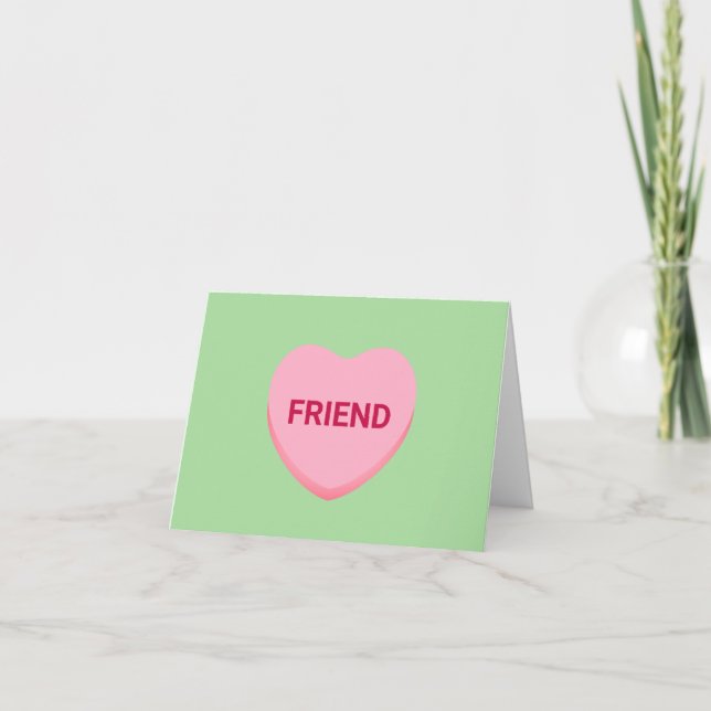 Carte Ami conversation rose verte coeur Valentine's (Devant)