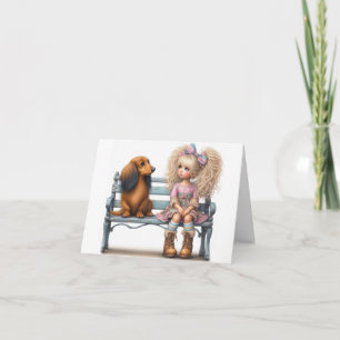 Carte ami dachshund capricieux aux cheveux longs