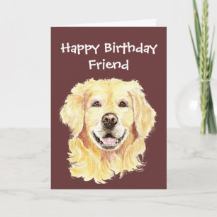 Carte Ami d'anniversaire Golden Retriever Chien