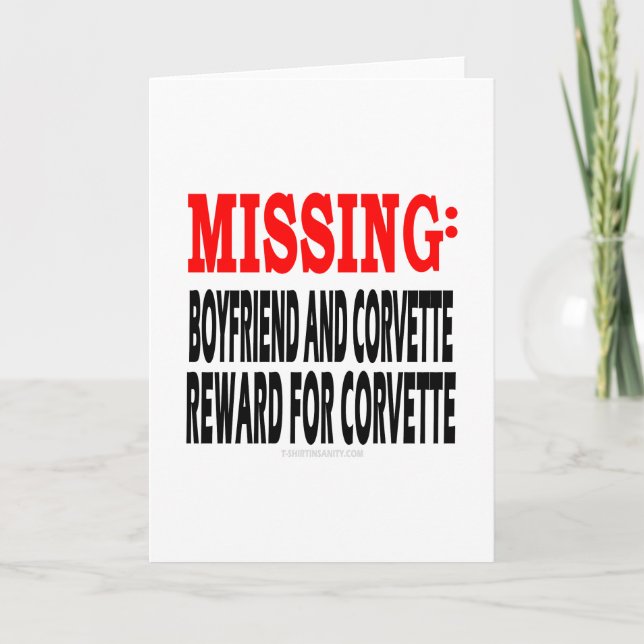 Carte Ami et Corvette absents : Récompense pour Corvett (Devant)