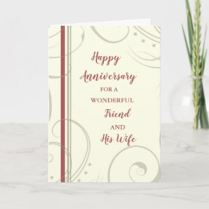 Carte Ami moderne et anniversaire de sa femme