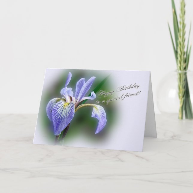 Carte Ami spécial Anniversaire Bleu Drapeau Iris Fleur s (Devant)
